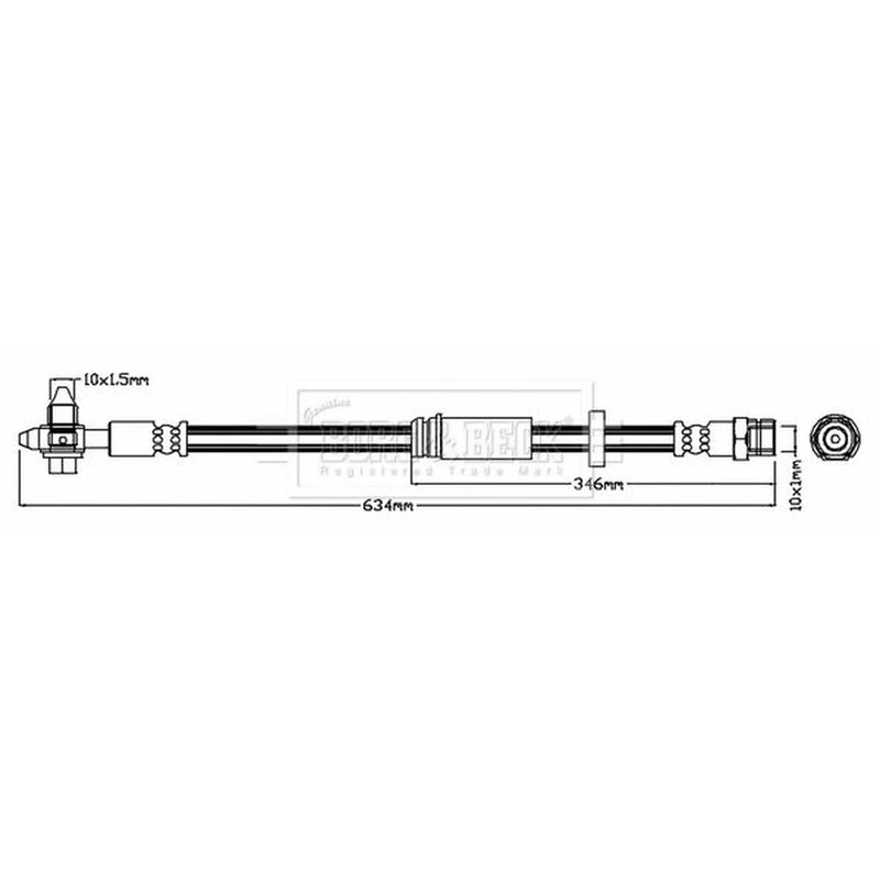 Borg & Beck Brake Hydraulic Hose Line Front Right BBH7389
