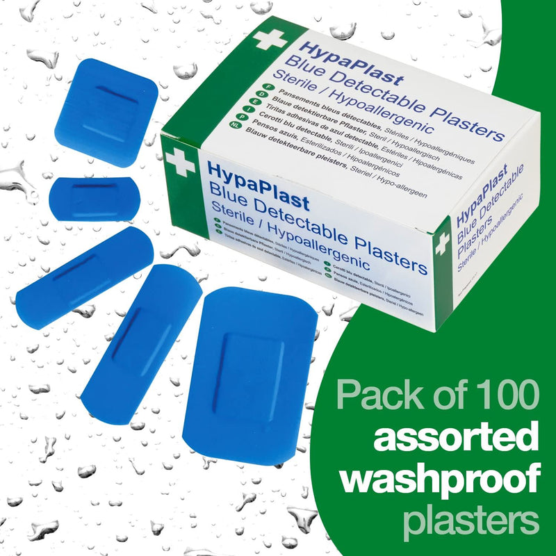 Safety First Aid HypaPlast Assorted Blue Catering Plasters - Pack of 100 Safety First Aid Group  - Dynamic Drive