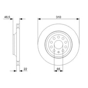 Bosch Rear Brake Vented Discs & Pads fits Audi Q3 2013-2018 2.5