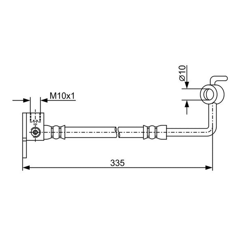 Bosch Brake Hydraulic Hose Line Rear Right fits Mazda MX-5 1990-2005 1.6 1.8