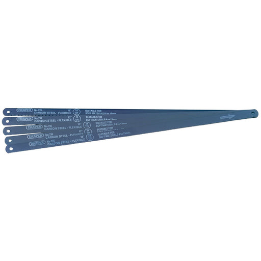 Draper Assorted Flexible Carbon Steel Hacksaw Blades, 300mm (Pack of 5) 74118 Draper - Dynamic Drive