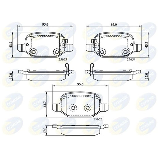 Comline 4 x Rear Brake Pad Set fits Fiat 500L 2012-2018 0.9 1.3 1.4 1.6