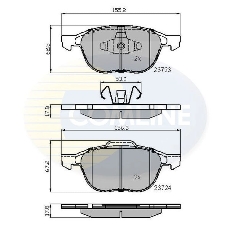 Comline Front & Rear Brake Discs & Pads fits Ford Tourneo Courier B460 2014-2023