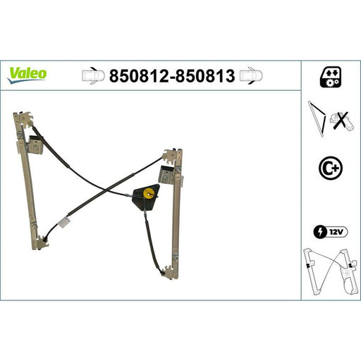 Valeo Electric Window Regulator Lifter Right Front 850813