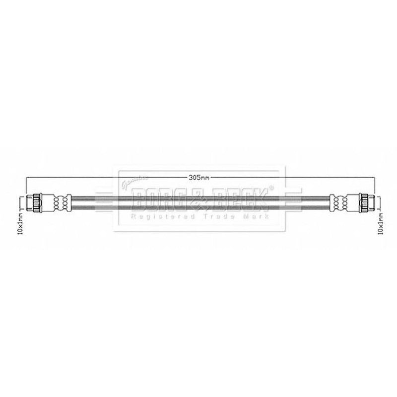 Borg & Beck Brake Hydraulic Hose Line Rear Right BBH8680