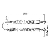 Bosch Handbrake Cable Centre fits Fiat Cinquecento 1991-1999 0.7 0.9 1.1