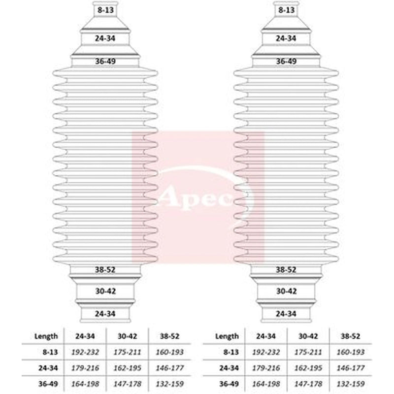 Apec Steering Bellow Kit Front ACB3008