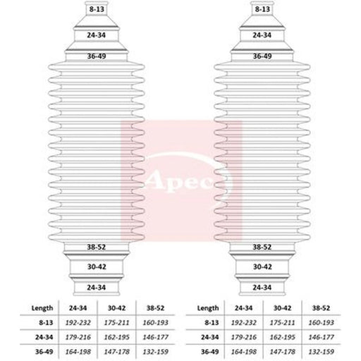 Apec Steering Bellow Kit Front ACB3008