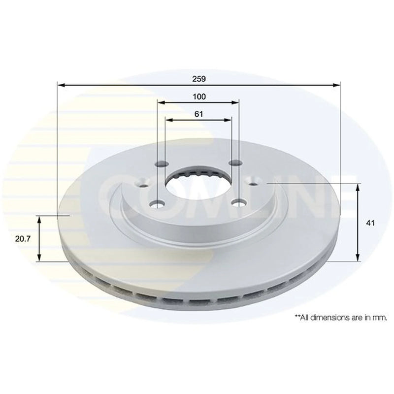 Comline 2 x Vented Front Brake Discs ADC1507V-x2