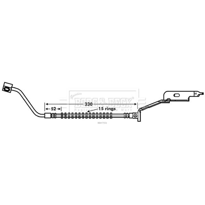 Borg & Beck Brake Hydraulic Hose Line Front Right BBH7551