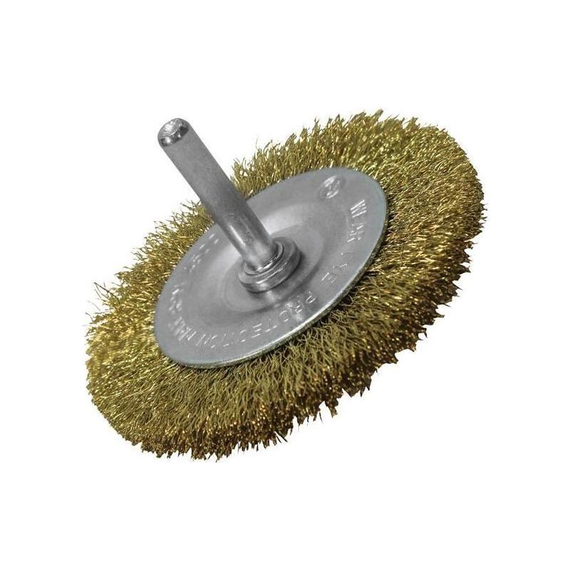 Faithfull Wire Brush 75mm x 6mm Shank, 0.30 Brass Wire Faithfull - Town Tools