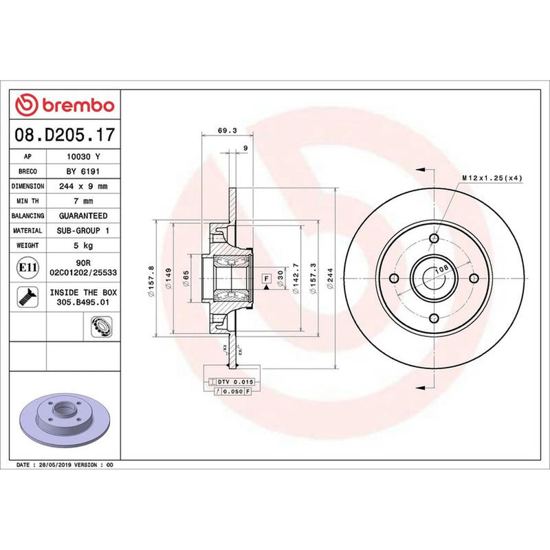Brembo Front & Rear Brake Discs & Pads fits Citroën C4 Cactus 2014-2019 1.2 1.6