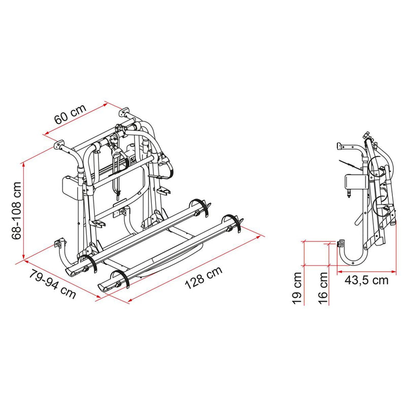 Fiamma Carry Bike Lift 77 Blue Bike Rack with Winch System Fiamma - Bars 4 Cars