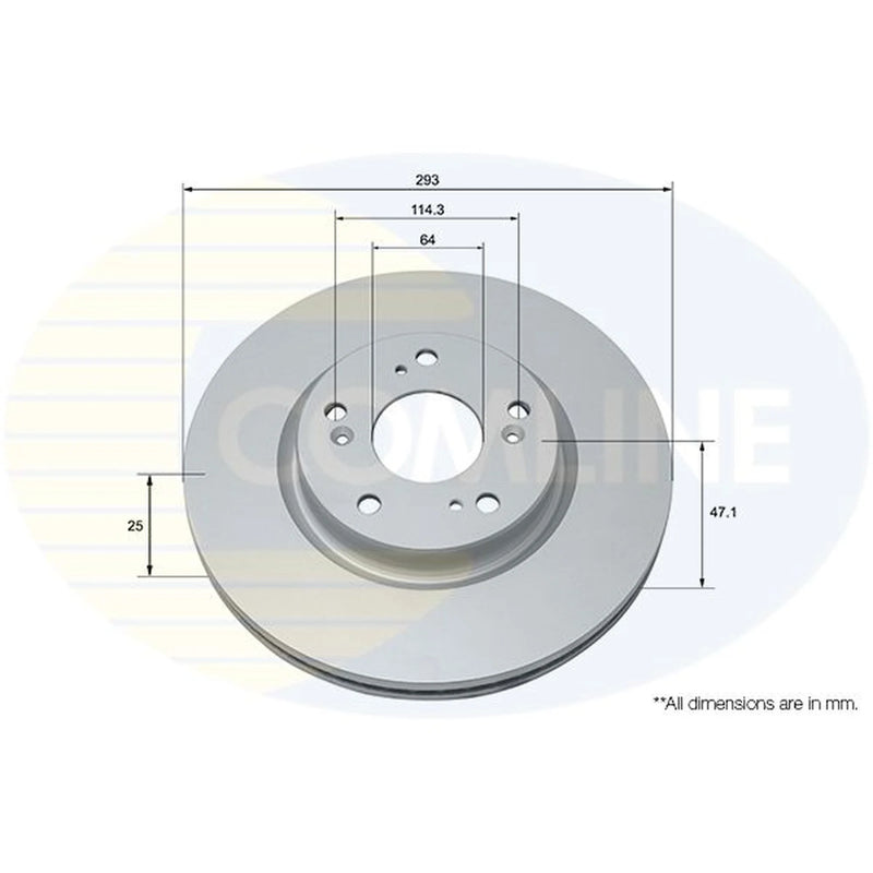 Comline Front Brake Discs & Pads fits Honda Civic IX 2012-2016 1.4 1.6 1.8 2.2