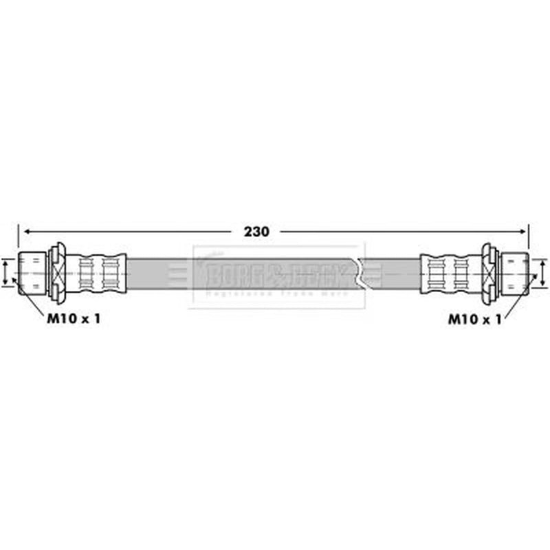 Borg & Beck Brake Hydraulic Hose Line Rear Right BBH7102