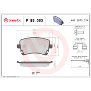 Brembo 4 x Rear Brake Pad Set fits VW California T5 Camper 2007-2015 1.9 2.0