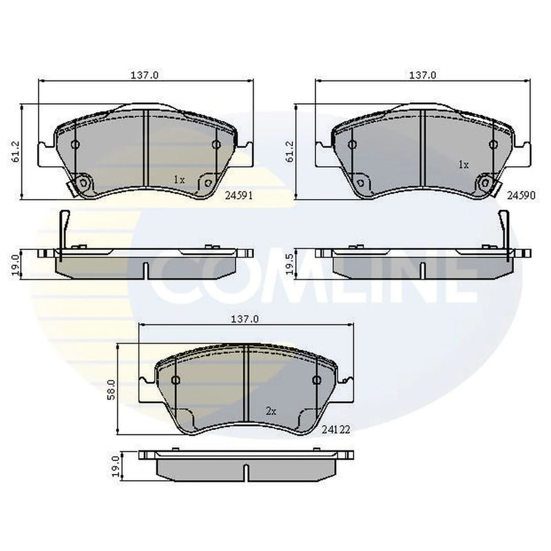 Comline 4 x Front Brake Pad Set fits Toyota Auris 2006-2012 1.33 1.4 1.5 1.6 1.8