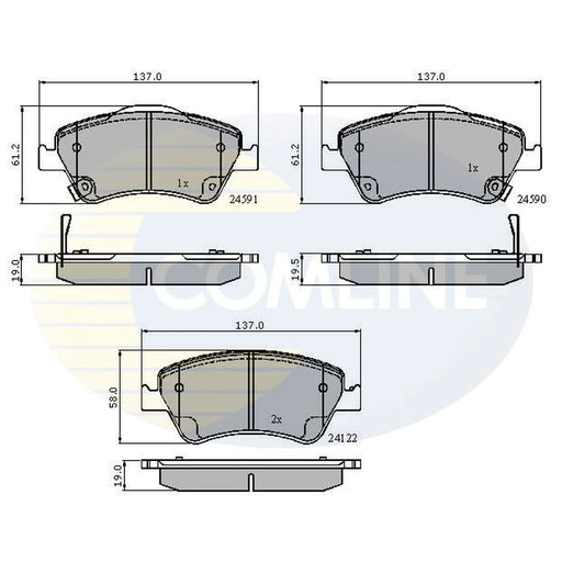Comline 4 x Front Brake Pad Set fits Toyota Auris 2006-2012 1.33 1.4 1.5 1.6 1.8