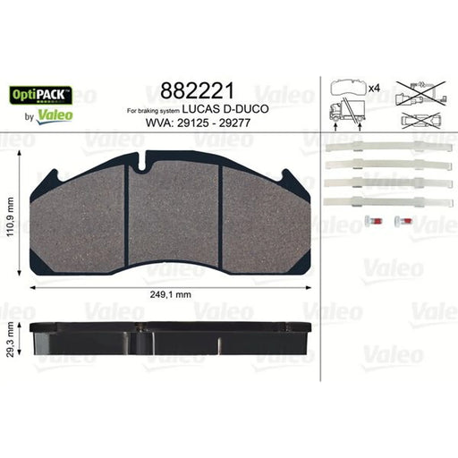 Valeo Rear Brake Pad Set 882221