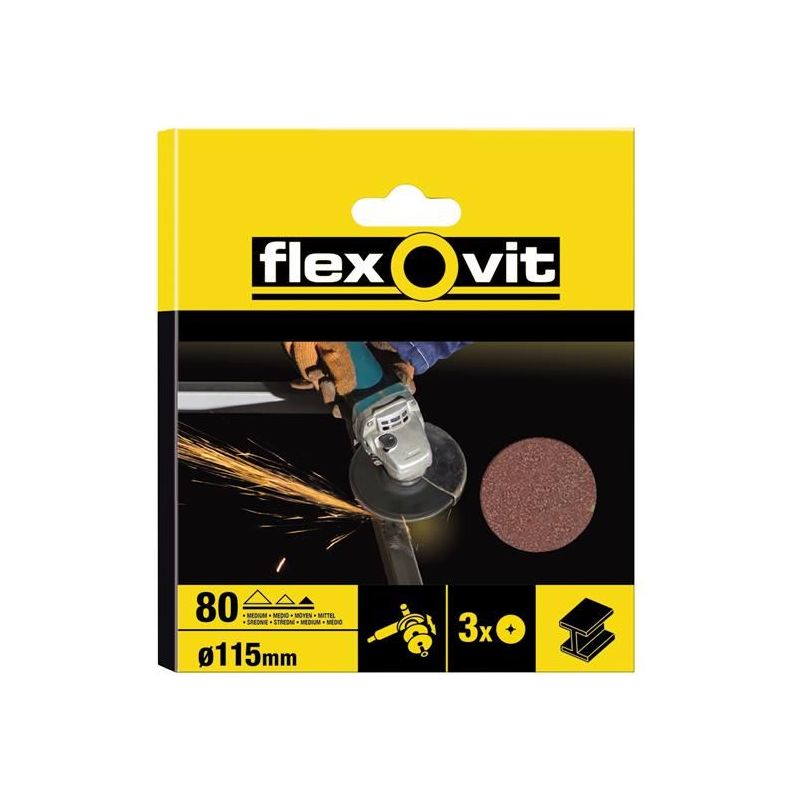 Flexovit Aluminium Oxide Fibre Disc 115mm Medium 50G (Pack 10) Flexovit - Dynamic Drive
