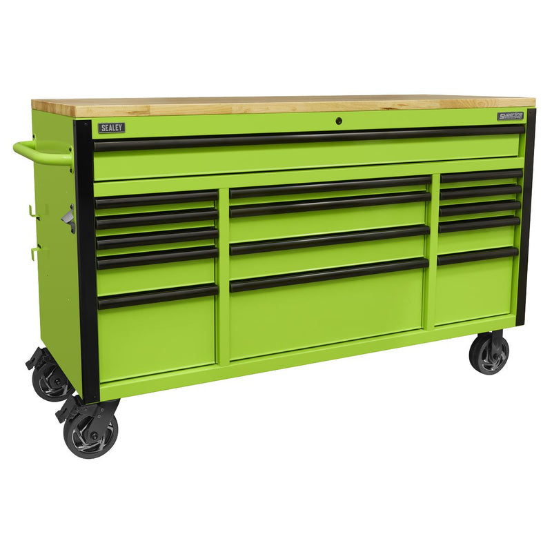 Superline PRO Black Edition Mobile Trolley with Wooden Worktop 15 Drawer 1549mm Superline Pro - Dynamic Drive
