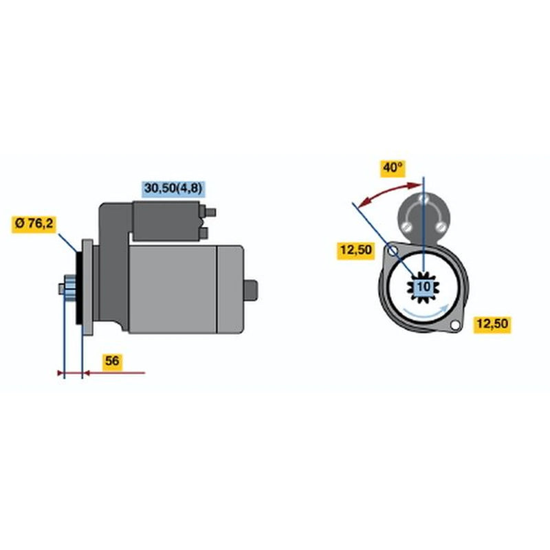 Bosch Starter Motor 12V 1kW 10 Teeth
