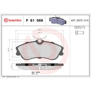 Brembo 4 x Front Brake Pad Set fits Citroën Berlingo / Berlingo First 1996-2011