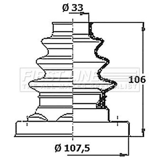 First Line Drive Shaft Bellow Kit Rear Left fits BMW 3 2000-2006