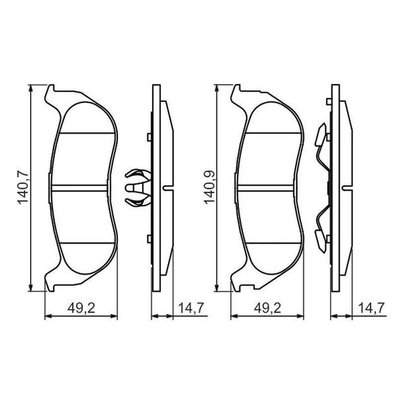 Bosch Front & Rear Pads fits Jeep Cherokee 2001-2008 2.4 2.5 2.8 3.7