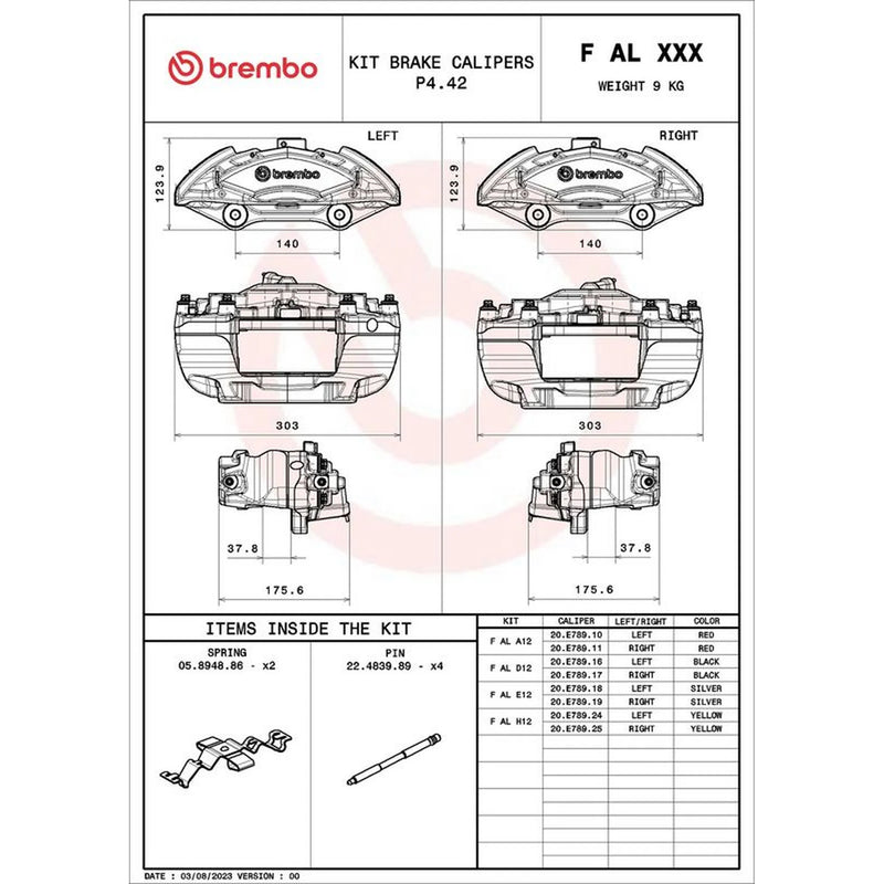 Brembo 2 x Brake Caliper Assembly Front fits Mercedes-Benz C-Class 2013-2023