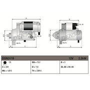 Denso Starter Motor 12V 2.2kW 12 Teeth fits Volvo C30 2006-2012