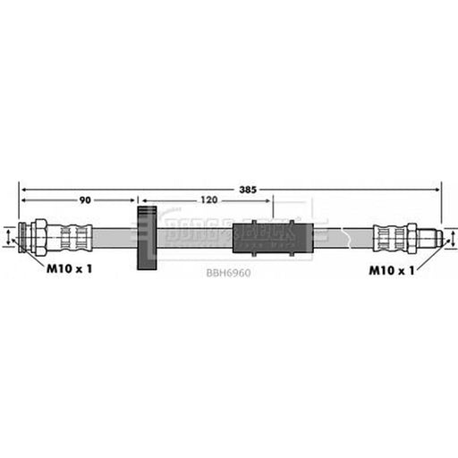 Borg & Beck Brake Hydraulic Hose Line Front Right BBH6960