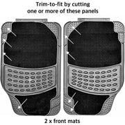 4 PCS Car Mats Rubber & Carpet Black Universal Fit Heavy Duty Non Slip Sakura - Bars 4 Cars