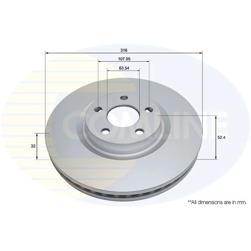 Comline 2 x Vented Front Brake Discs ADC1289V-x2