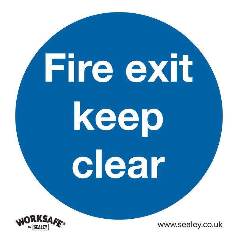 Sealey Mandatory Safety Sign Fire Exit Keep Clear Self-Adhesive Vinyl SS2V1 Sealey - Dynamic Drive