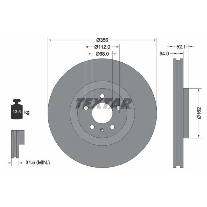 Textar 2 x Vented Front Brake Discs 92238205-x2