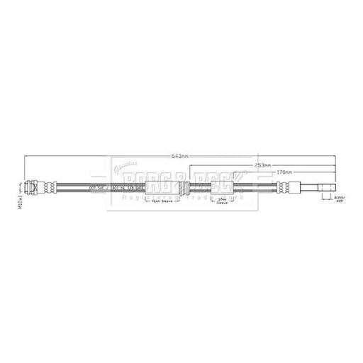 Borg & Beck Brake Hydraulic Hose Line Rear Right BBH8945