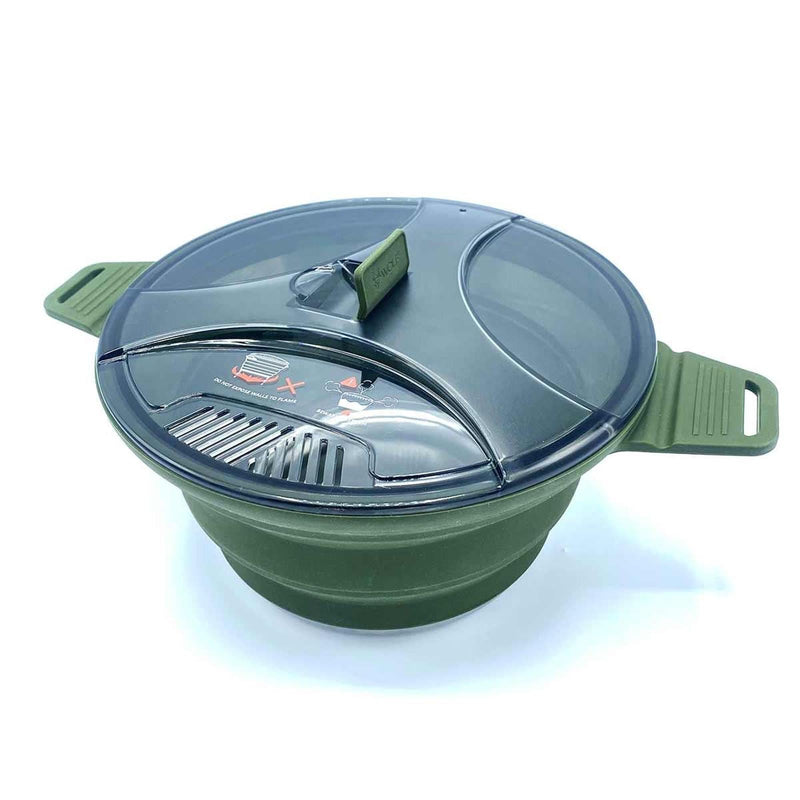 Wolf Outdoors EzyStow Collapsible Cooking Pot 2.5L Olive Green Wolf Outdoors - Dynamic Drive