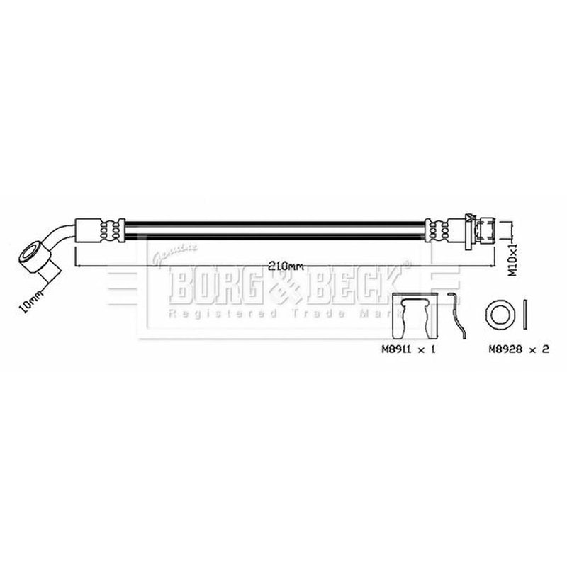 Borg & Beck Brake Hydraulic Hose Line outer BBH7756