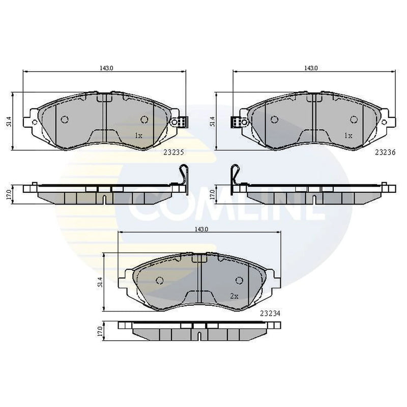 Comline 4 x Front Brake Pad Set fits Daewoo Leganza 1999-2002 2.2