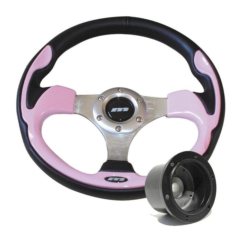 320mm Black & Pink Moulded Steering Wheel + Boss fits Peugeot 405 Mountney Classic  - Dynamic Drive