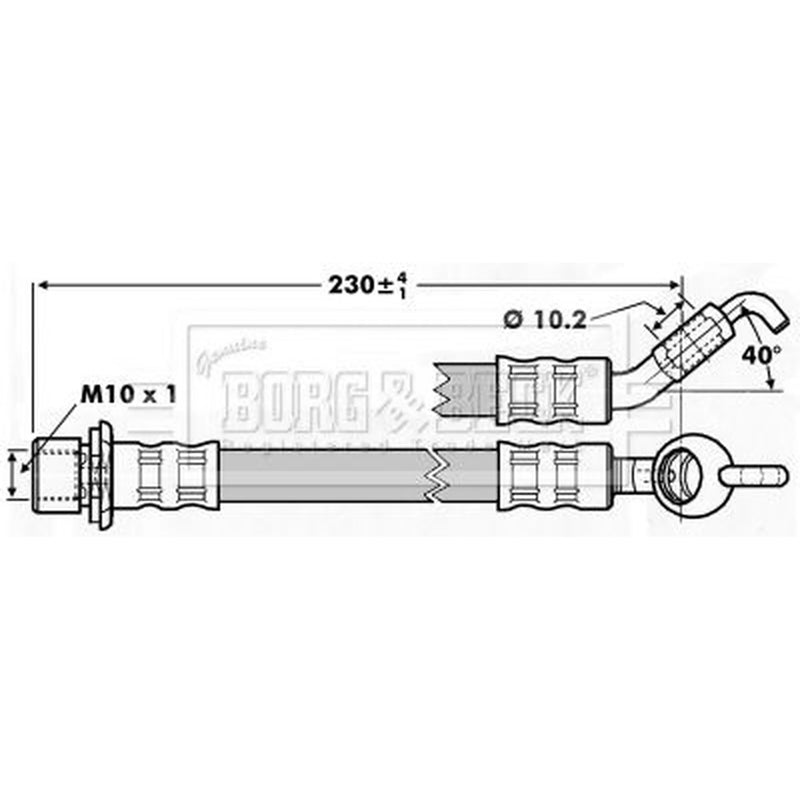 Borg & Beck Brake Hydraulic Hose Line Rear Right BBH7238