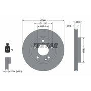Textar 2 x Vented Front Brake Discs 92091303