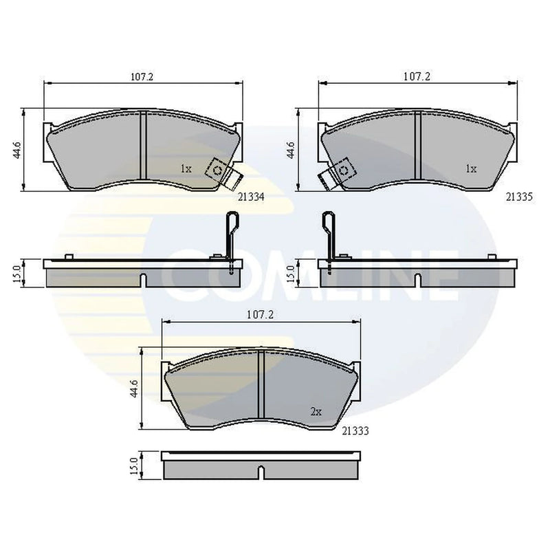 Comline 4 x Front Brake Pad Set fits Geo Metro 1988-1998 1.0 1.3