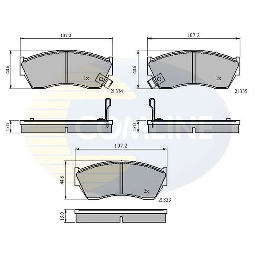 Comline 4 x Front Brake Pad Set fits Geo Metro 1988-1998 1.0 1.3