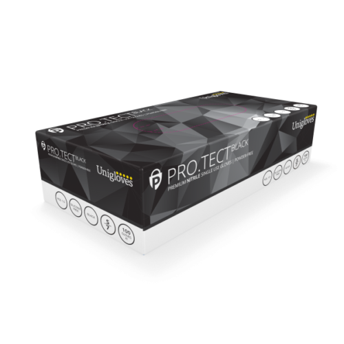 Unicare XL Black Nitrile Gloves Box Of 100  Heavy Duty Powder Free Uniglove  - Dynamic Drive