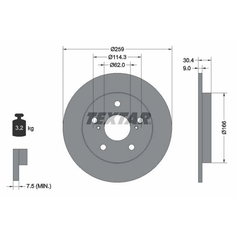 Textar 2 x Solid Rear Brake Discs 92164103-x2