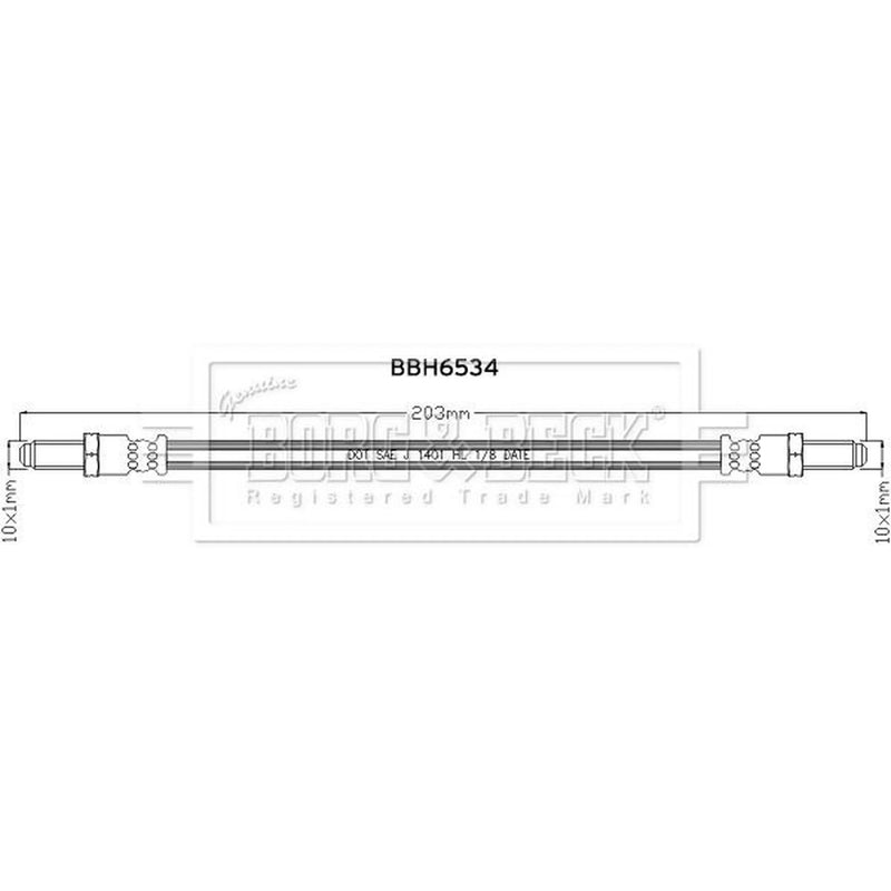 Borg & Beck Brake Hydraulic Hose Line Rear Right BBH6534