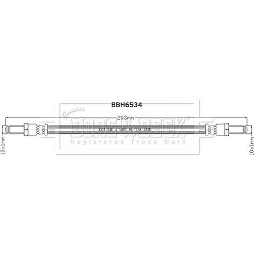 Borg & Beck Brake Hydraulic Hose Line Rear Right BBH6534