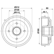 Mintex Brake Drum Assembly Rear fits Citroën Ax 1987-1997 1.4